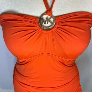 Michael Kors Orange Ruched Cut Out Camisole